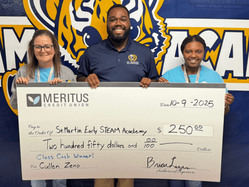 Meritus Credit Union Awards $2,500 in Class Cash to Acadiana Educators