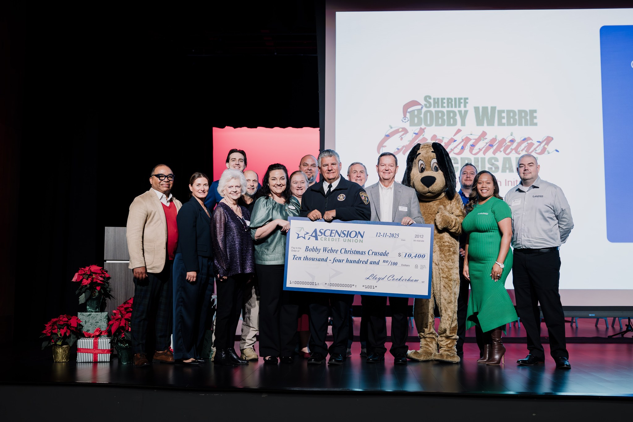 Ascension Credit Union Spreads Holiday Cheer with $10,400 Donation to Bobby Webre Christmas Crusade